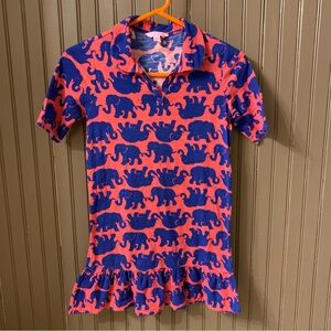 Lilly Pulitzer Pink and Blue Elephant Print Polo